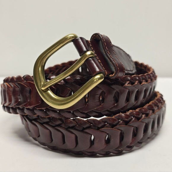 Cole Haan Braided Brown Leather Belt Men's Size 38 - Picture 1 of 8